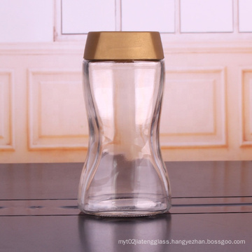 Clear Glass Jar 750ml Hot Sale Ground Coffee Jars With Gold Plastic Lids